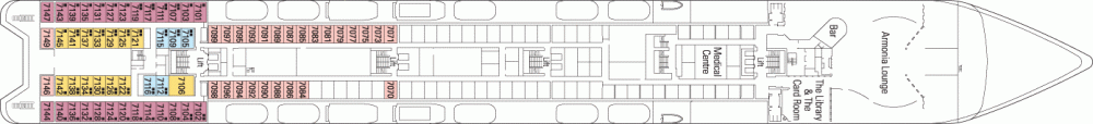 Палуба 7 - Topazio на круизен кораб MSC Armonia - разположение на каюти, ресторанти, места за забавления и спорт