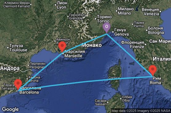 Маршрут на круиз Italy, France, Spain - SVN05A36