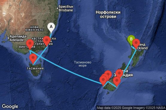 Маршрут на круиз 11 дни Австралия - SPSY11CNNSYDAKL