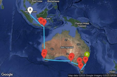 Маршрут на круиз 19 дни Австралия - SPSY19CNNSINSYD