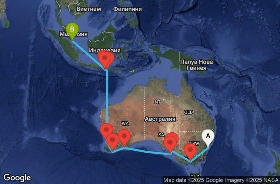 Маршрут на круиз 21 дни Австралия - SPRS21CNNSYDSIN