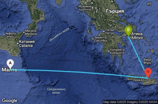 Маршрут на круиз 3 дни Малта, Гърция - MLT03A03