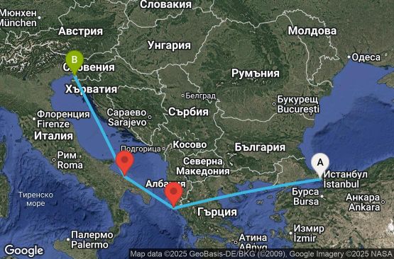 Маршрут на круиз 4 дни Турция, Гърция, Италия - UWM3