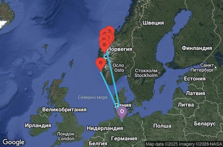 Маршрут на круиз 9 дни Германия, Норвегия - HAM09A0C