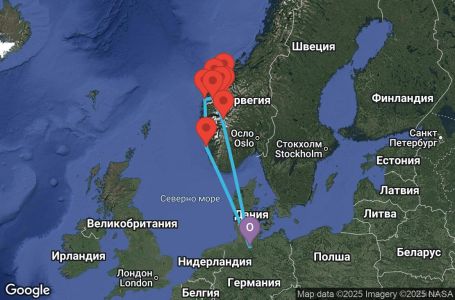 Маршрут на круиз 10 дни Германия, Норвегия - HAM10A09