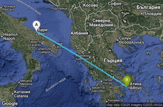 Маршрут на круиз 2 дни Италия, Гърция - UXA7