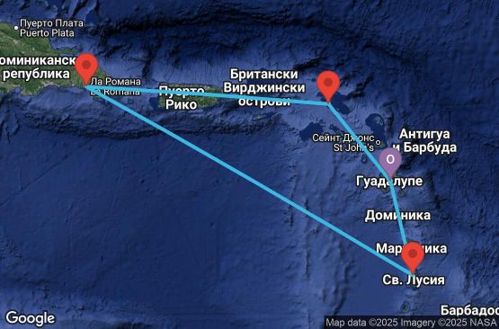 Маршрут на круиз 6 дни Нидерландски Антили и Доминиканска република - PTP06A0A