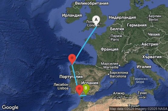 Маршрут на круиз 5 дни Великобритания, Испания - UY83