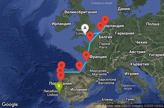Маршрут на круиз EUROPE - FRANCE & IBERIA (SOU/LIS) - STEU11CNNSOULIS