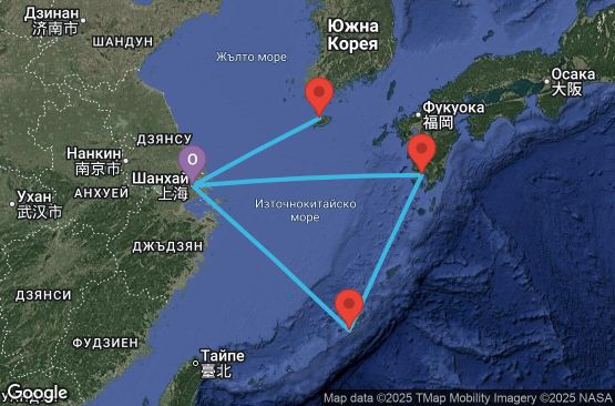 Маршрут на круиз 8 дни Китай, Южна Корея, Япония - UXPI