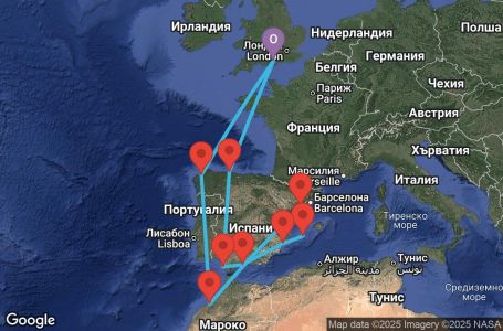 Маршрут на круиз 14 дни Великобритания, Испания, Мароко - UYO8