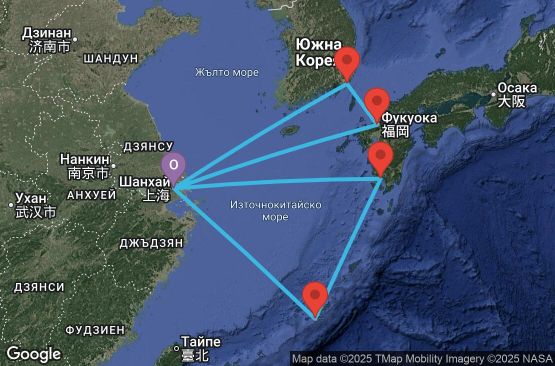 Маршрут на круиз 10 дни Китай, Япония, Южна Корея - UYKP