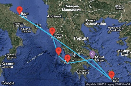 Маршрут на круиз 7 дни Гърция, Италия - UYLS