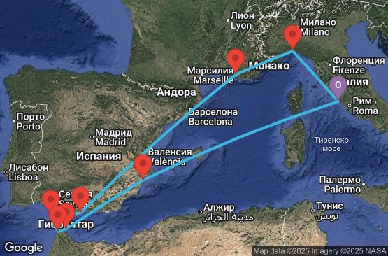 Маршрут на круиз 10 дни Италия, Франция, Испания, Мароко - UYNQ