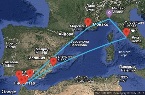Маршрут на круиз 10 дни Италия, Франция, Испания, Мароко - UYLA