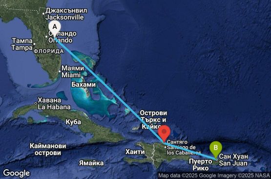 Маршрут на круиз 3 дни Източни Кариби от Порт Канаверъл - PRMC03CNNPCVSJU