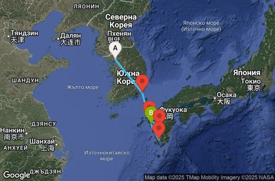 Маршрут на круиз 6 дни Южна Корея, Япония - INC06A00