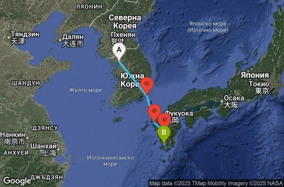 Маршрут на круиз 5 дни Южна Корея, Япония - INC05A00