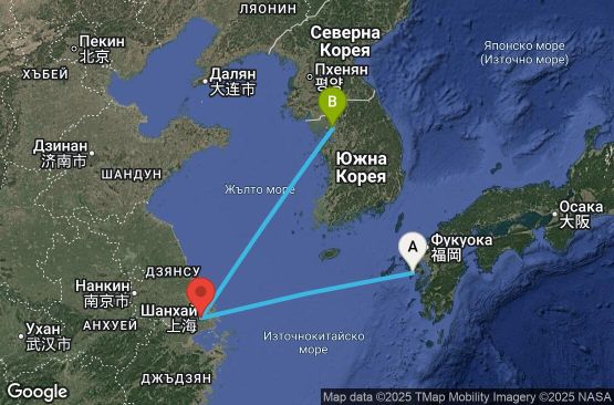 Маршрут на круиз 5 дни Япония, Китай, Южна Корея - NGS05A00