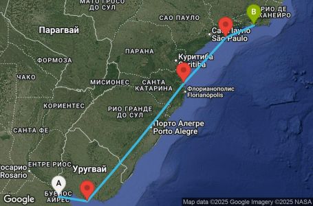 Маршрут на круиз 5 дни Аржентина, Уругвай, Бразилия - BUE05A06