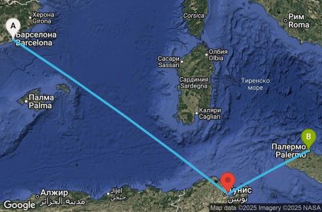 Маршрут на круиз Spain, Tunisia, Italy - BCN03A4J