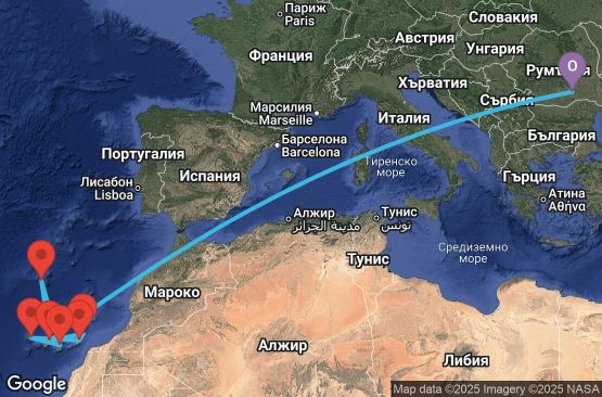 Маршрут на круиз Канарски острови от София