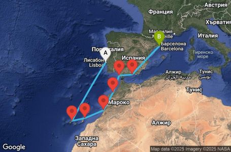 Маршрут на круиз 9 дни Канарски острови и Мароко - STRB09CNNLISBCN