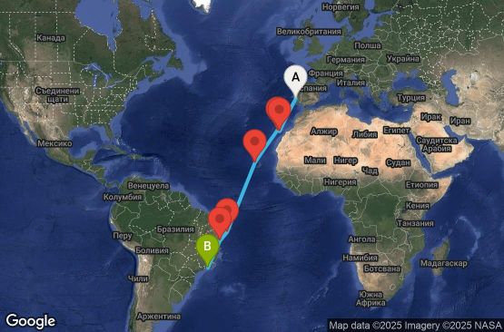Маршрут на круиз 14 дни Португалия, Канарски острови, Кабо Верде, Бразилия - LIS14A03