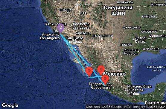 Маршрут на круиз 7 дни Мексиканска ривиера от Лос Анжелис - ENRE07CNNLAXLAX