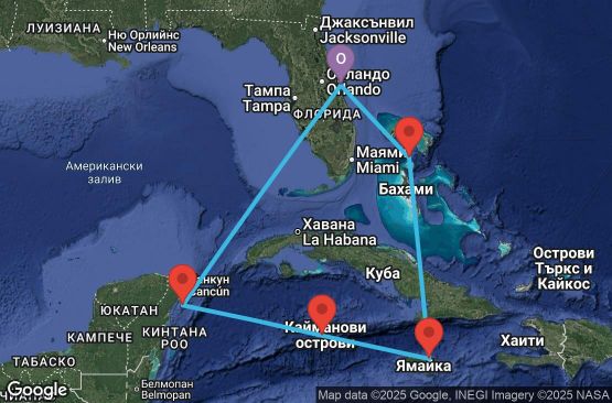 Маршрут на круиз 7 дни Западни Кариби от Порт Канаверъл - AQUW07CNNPCVPCV