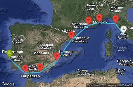 Маршрут на круиз 9 дни Западно Средиземноморие от Рим - VIVV09CNNCIVLIS