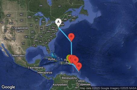 Маршрут на круиз 10 дни Южни Кариби от Пуерто Рико - PRIM10CNNNYCSJU