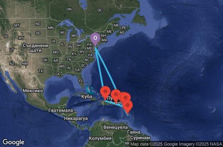 Маршрут на круиз Caribbean-Philadelphia (PHL/PHL) - PERC11CNNPHLPHL