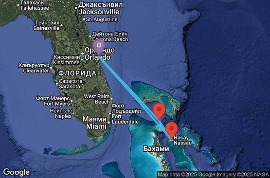 Маршрут на круиз 4 дни Кратък бахамски круиз - BWYB04CNNPCVPCV