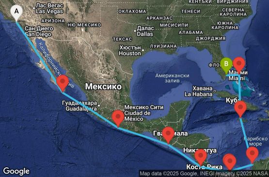 Маршрут на круиз 17 дни Круизен преход през Панамския канал - BLIS17CNNLAXMIA