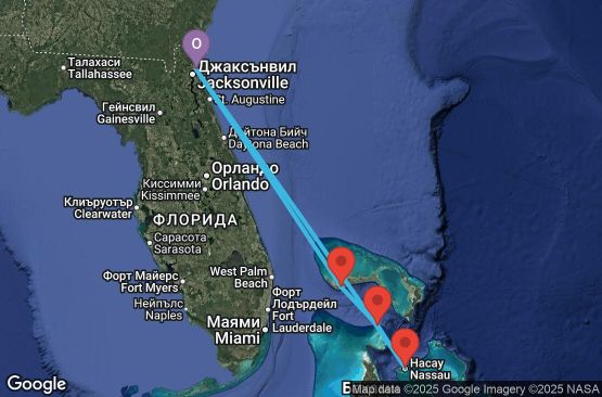 Маршрут на круиз 5 дни Кратък бахамски круиз - DWNB05CNNJAXJAX