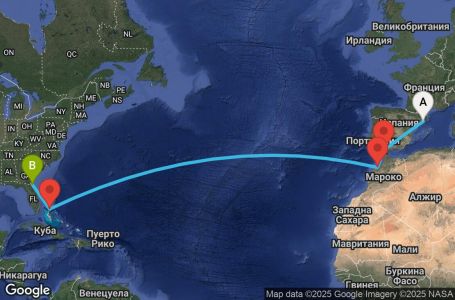 Маршрут на круиз 14 дни Преход между два континента - DAWN14CNNBCNJAX