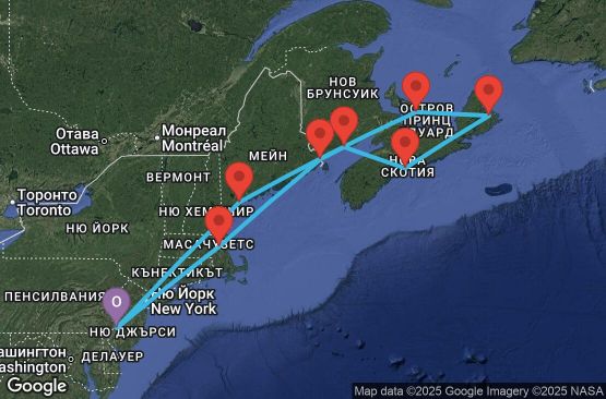 Маршрут на круиз Canada & New England - Philadelphia (PHL/PHL) - PRLC11CNNPHLPHL