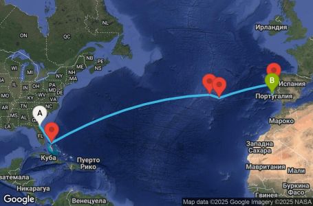 Маршрут на круиз 13 дни Преход между два континента - DAWT13CNNJAXLIS
