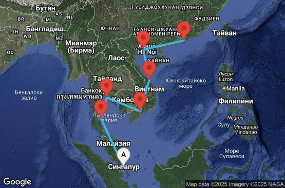 Маршрут на круиз Asia - East Asia (SIN/HKG) - JADP11CNNSINHKG
