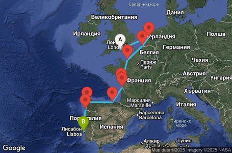 Маршрут на круиз EUROPE - FRANCE & IBERIA (SOU/LIS) - STDP10CNNSOULIS