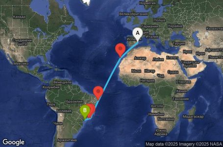 Маршрут на круиз 15 дни Испания, Бразилия - UYXS