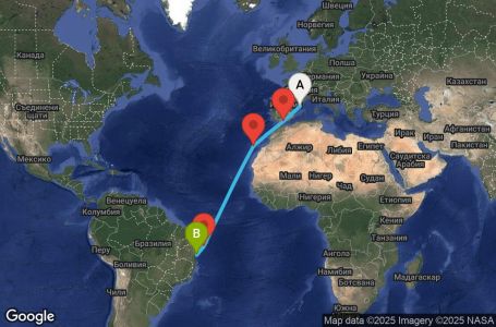 Маршрут на круиз 13 дни Испания, Бразилия - UYWD