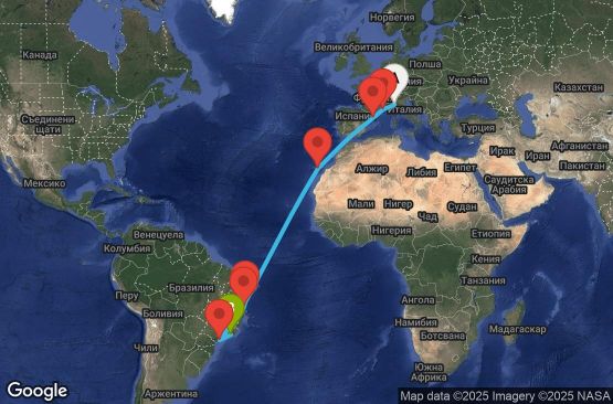 Маршрут на круиз 16 дни Италия, Франция, Испания, Бразилия - UYV1