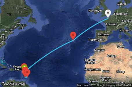 Маршрут на круиз 14 дни Франция, Португалия, Антигуа и Барбуда, Сейнт Винсент и Гренадини, Барбадос, Мартиника, Гваделупа - UYX0