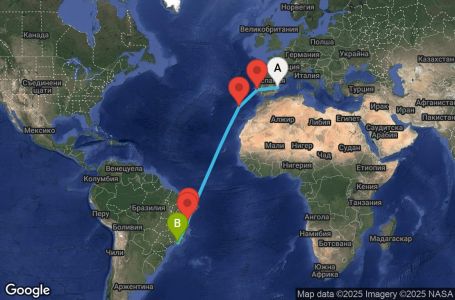 Маршрут на круиз 14 дни Испания, Португалия, Бразилия - UYW1