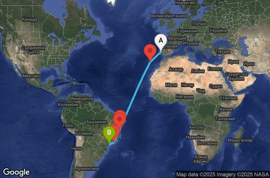 Маршрут на круиз 13 дни Португалия, Бразилия - UYW4
