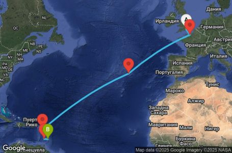 Маршрут на круиз 13 дни Великобритания, Франция, Португалия, Антигуа и Барбуда, Сейнт Винсент и Гренадини, Барбадос - UYWU