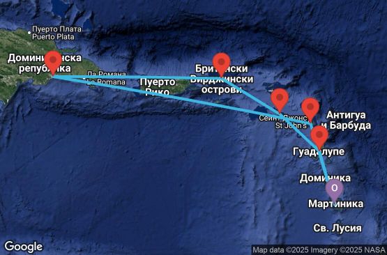 Маршрут на круиз Antilles, Virgin Islands - FDF07A2C