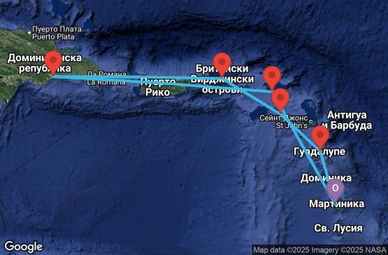 Маршрут на круиз Antilles, Virgin Islands - FDF07A2A